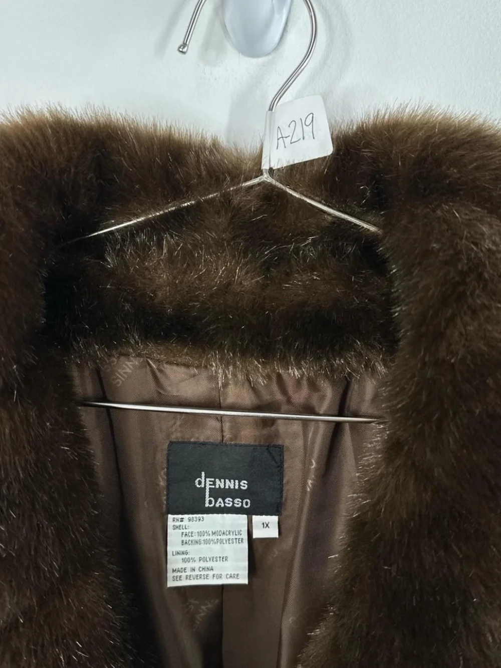 1X Dennis Basso - Vintage Brown Faux Fur Coat